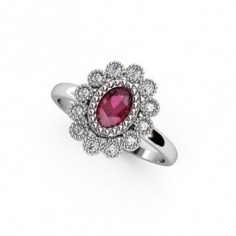 ANILLO ORO DIAMANTE 0,19 CT Y RUBI
