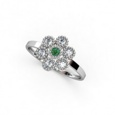 ANILLO ORO DIAMANTE 0,19 CT Y ESMERALDA