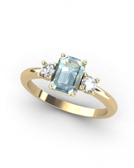 ANILLO ORO TOPACIO OCTOGONAL 7X5