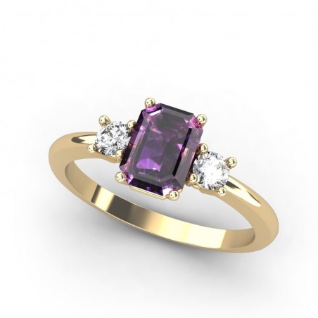 ANILLO ORO AMATISTA OCTOGONAL 7X5