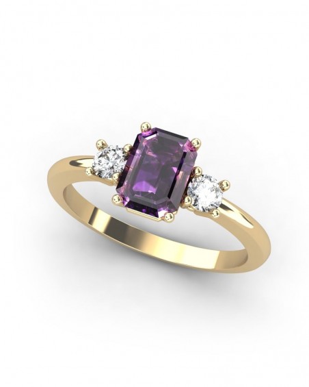 ANILLO ORO AMATISTA OCTOGONAL 7X5