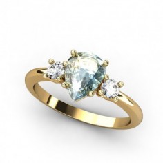 ANILLO ORO TOPACIO PERA 8X6