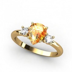 ANILLO ORO CITRINO PERA 8X6