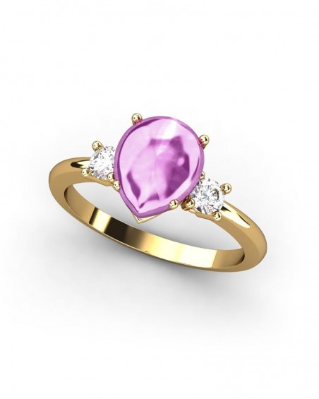 ANILLO ORO TURMALINA PERA 9X7