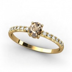 ANILLO ORO TOPACIOS BLANCOS Y CUARZO FUME