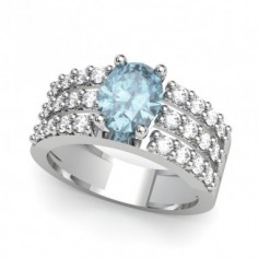 ANILLO ORO DIAMANTES 0,75 CT Y TOPACIO AZUL 8X6
