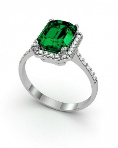 ANILLO ORO DIAMANTES 0,25 CT ESMERALDA OCT. 8X6MM