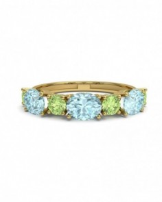 ANILLO ORO TOPACIO AZUL Y PERIDOTO