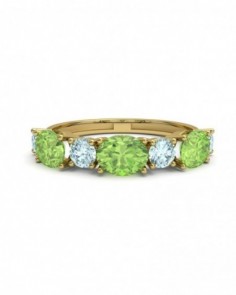 ANILLO ORO PERIDOTO Y TOPACIO AZUL