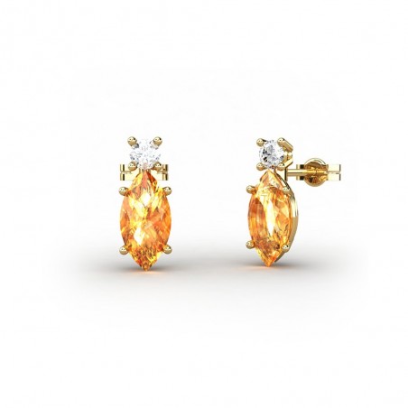 PENDIENTES ORO CITRINO MARQUIS 10X5