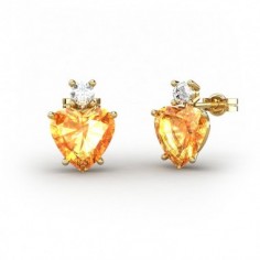 PENDIENTES ORO CITRINO CORAZON 8X8