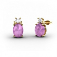 PENDIENTES ORO TURMALINA CABUJON OVAL 8X6