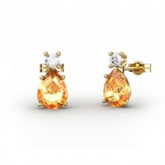 PENDIENTES ORO CITRINO PERA 8X6