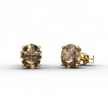 PENDIENTES ORO CUARZO FUME 5X4MM