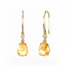 PENDIENTES ORO DIAMANTE 0,02CT CITRINO PERA 8X6