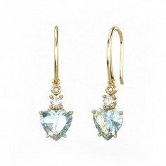 PENDIENTES ORO DIAMANTE 0,02CT TOPACIO CORAZ 8X8