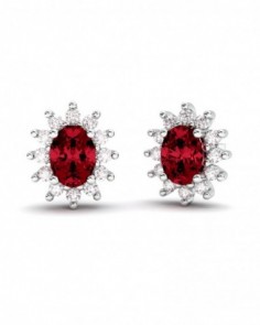 PENDIENTES ORO DIAMANTES 0.62 CT RUBI 7X5MM