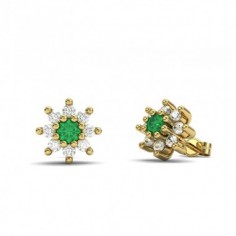 PENDIENTES ORO DIAMANTE 0,40CT Y ESMERALDA