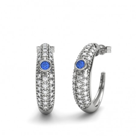 PENDIENTE ORO DIAMANTE 0,38 CT Y ZAFIRO