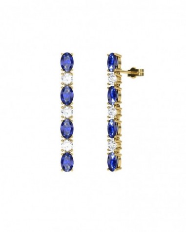 PENDIENTE ORO BRILLANTES 0,66 CT Y ZAFIRO