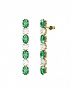 PENDIENTE ORO BRILLANTES 1.50 CT Y ESMERALDA