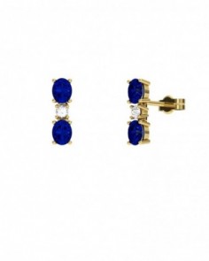PENDIENTE ORO BRILLANTES 0,06 CT Y ZAFIRO