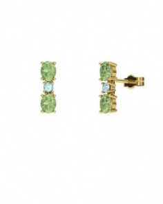 PENDIENTE ORO PERIDOTO Y TOPACIO AZUL