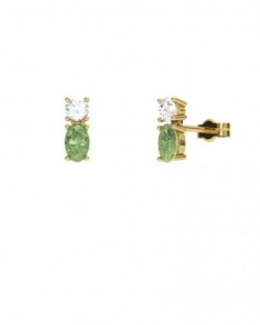 PENDIENTE ORO PERIDOTO Y TOPACIO BLANCO