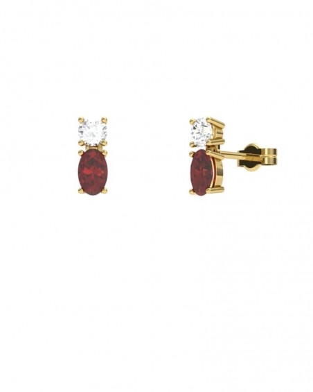 PENDIENTE ORO BRILLANTES 0,22 CT Y RUBI