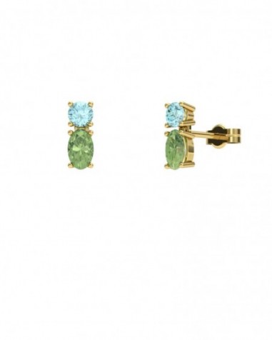 PENDIENTE ORO PERIDOTO Y TOPACIO AZUL