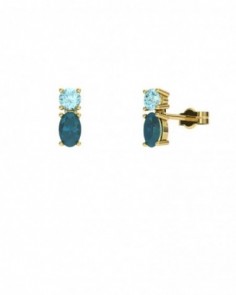 PENDIENTE ORO LONDON Y TOPACIO AZUL