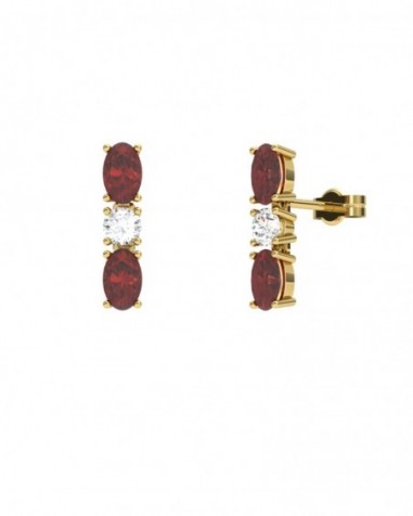 PENDIENTE ORO BRILLANTES 0,22 CT Y RUBI