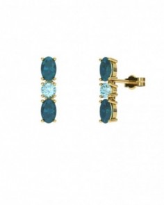PENDIENTE ORO LONDON Y TOPACIO AZUL
