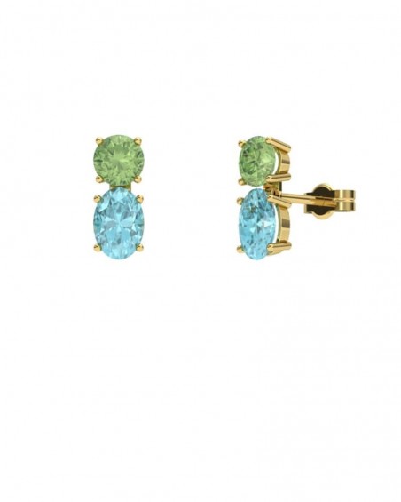 PENDIENTE ORO TOPACIO AZUL Y PERIDOTO