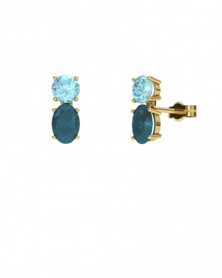 PENDIENTE ORO LONDON Y TOPACIO AZUL