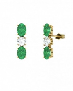 PENDIENTE ORO BRILLANTES 0,51 CT Y ESMERALDA