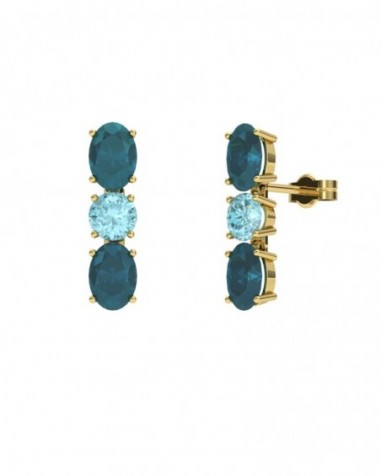 PENDIENTE ORO LONDON Y TOPACIO AZUL