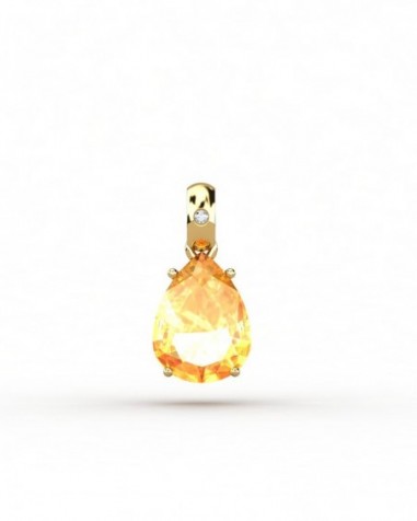 COLGANTE ORO DIAMANTE 0,01 CT CITRINO PERA 8X6