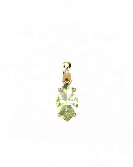 COLGANTE ORO DIAMANTE 0,01 CT OLIVINA MARQUISE 8X4