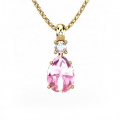 COLGANTE ORO DIAMANTE 0,01 CT TURMALINA PERA 9X7