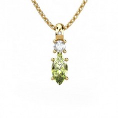 COLGANTE ORO DIAMANTE 0,01 CT OLIVINA MARQUISE 8X