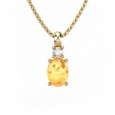 COLGANTE ORO DIAMANTE 0,01 CT CITRINO CAB OVAL 8X6