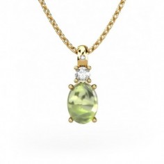COLGANTE ORO DIAMANTE 0,01 CT OLIVINA CAB OVAL 8X6