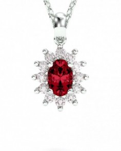COLGANTE ORO DIAMANTE 0,30 CT RUBI 6X4MM