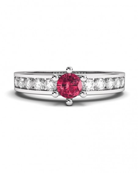 ANILLO ORO DIAMANTES 0,38 CT Y RUBI