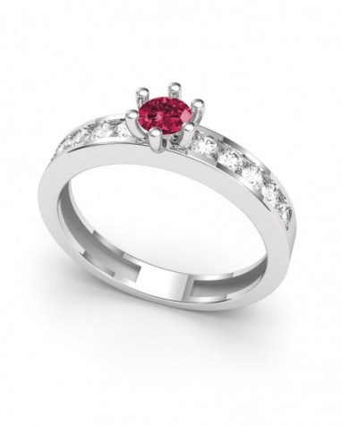 ANILLO ORO DIAMANTES 0,38 CT Y RUBI