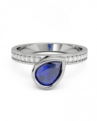 ANILLO ORO DIAMANTES 0,15 CT ZAFIRO