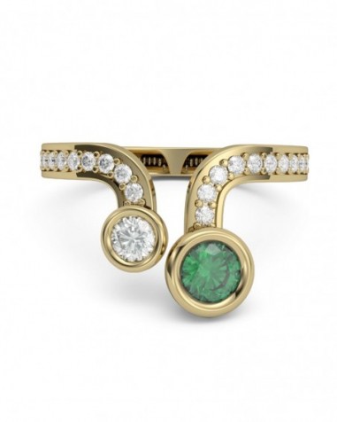 ANILLO ORO DIAMANTES 0,30 CT ESMERALDA