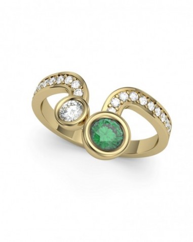 ANILLO ORO DIAMANTES 0,30 CT ESMERALDA
