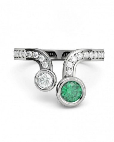 ANILLO ORO DIAMANTES 0,30 CT ESMERALDA